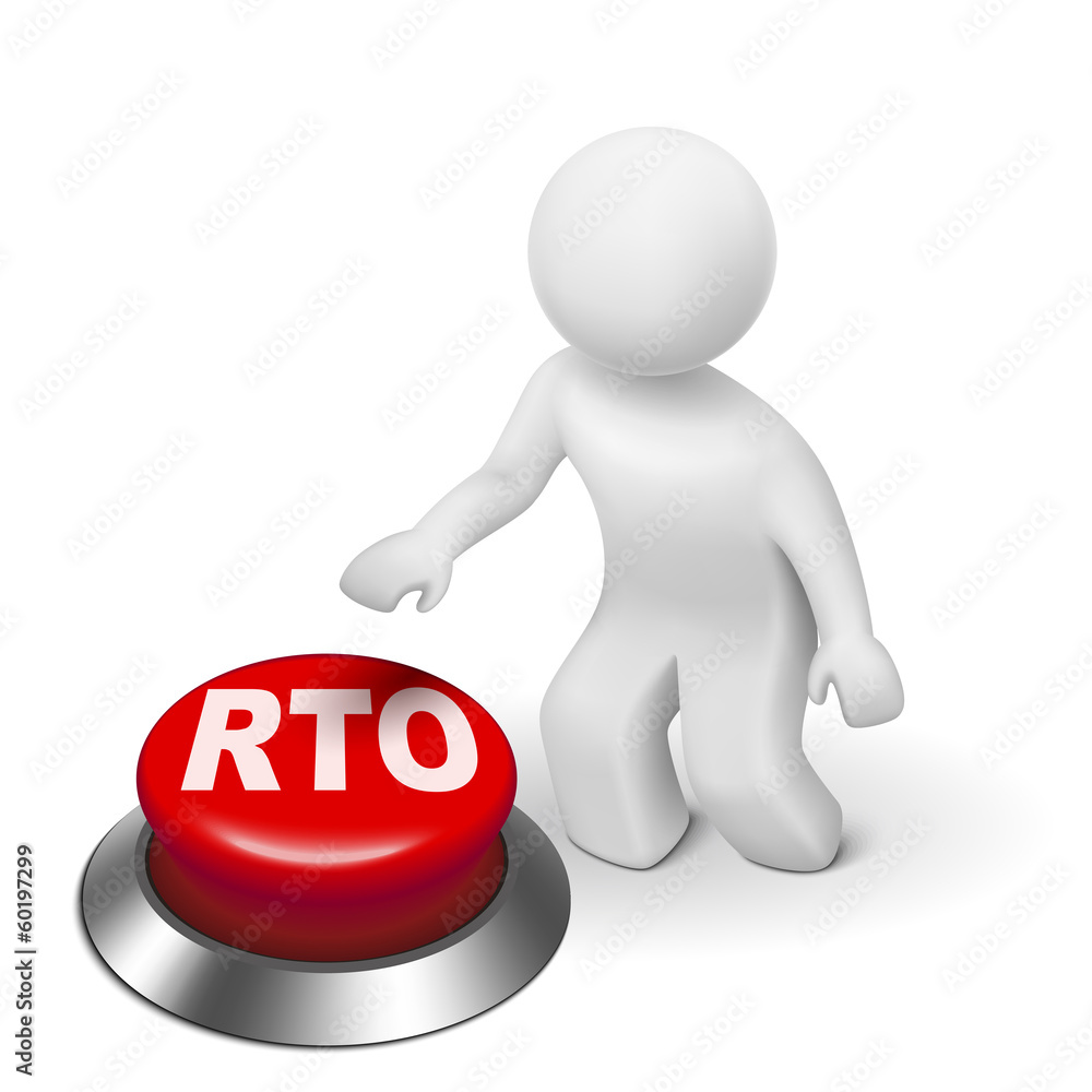 3d man with rto recovery time objective button 3d man with rto recovery time objective button