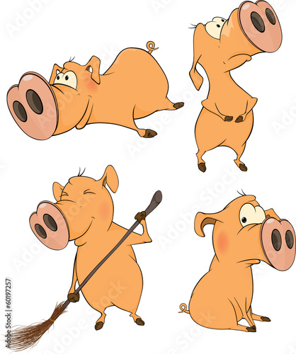Set of cheerful pigs Cartoon