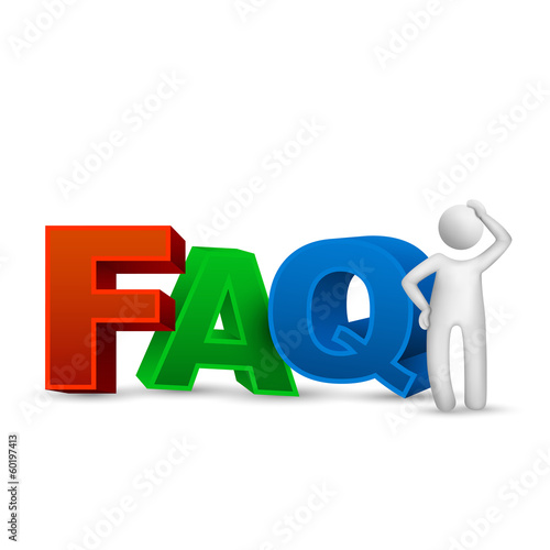 3d human with character "Frequently Asked Question"