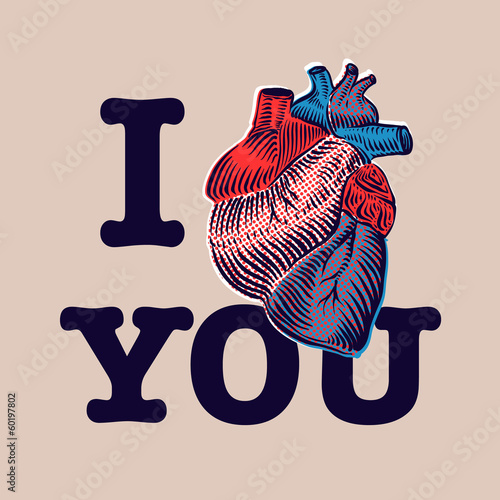 Valentine's Day. Vector eps10 illustration with human heart.
