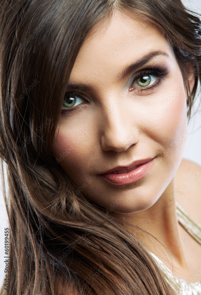 Beauty style studio face portrait isolated Beauty style studio face portrait isolated
