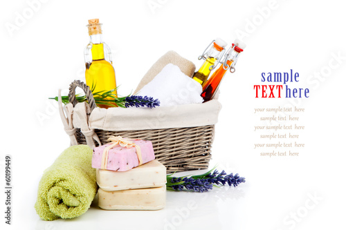 toiletries for relaxation, isolated on white background.. photo