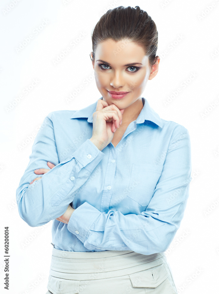 Portrait of smiling business woman, isolated on white backgroun Portrait of smiling business woman, isolated on white backgroun