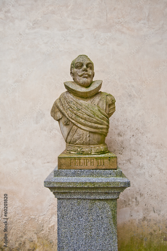 Bust of Spanish king Philip III in Alcazar castle, Segovia