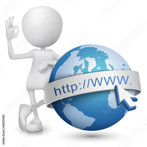 3d man showing okay hand sign with an internet model