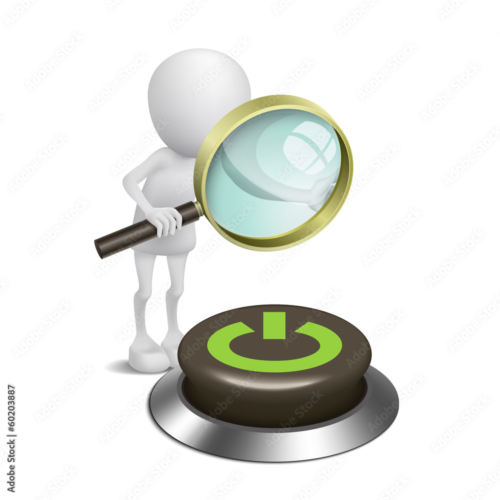 3d person watching a button with 3d person watching a button with