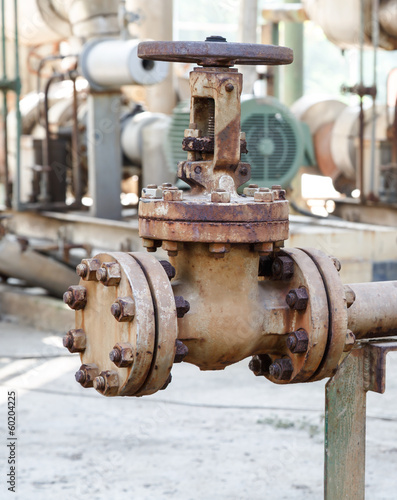 old gate valve in petrochemical plant