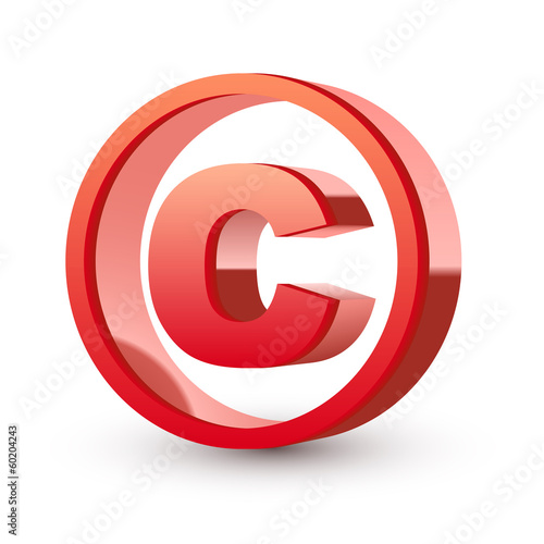 red glossy copyright symbol