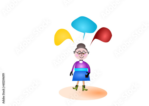 Frau, idee, Sprechblase