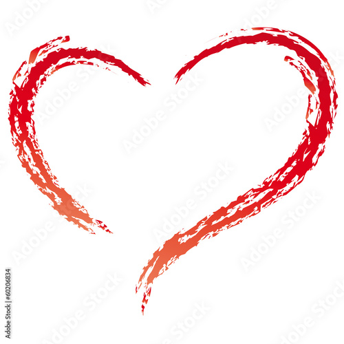 Rotes Herz - Kreidestich - Linie, Symbol der Liebe, Hochzeit, Heirat, Valentine, Valentinstag, Taufe, Firmumg, Konfirmation, Treue, Verbundenheit, Vektor isoliert