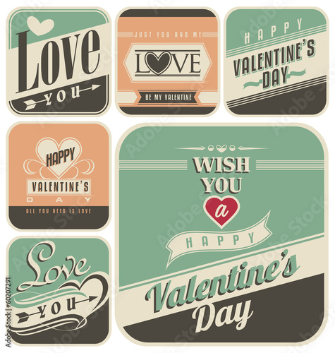 Retro labels for Valentines Day