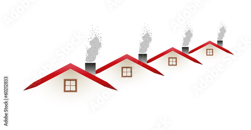 houses and smoking roofs