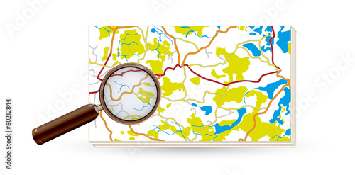 map and magnifying glass