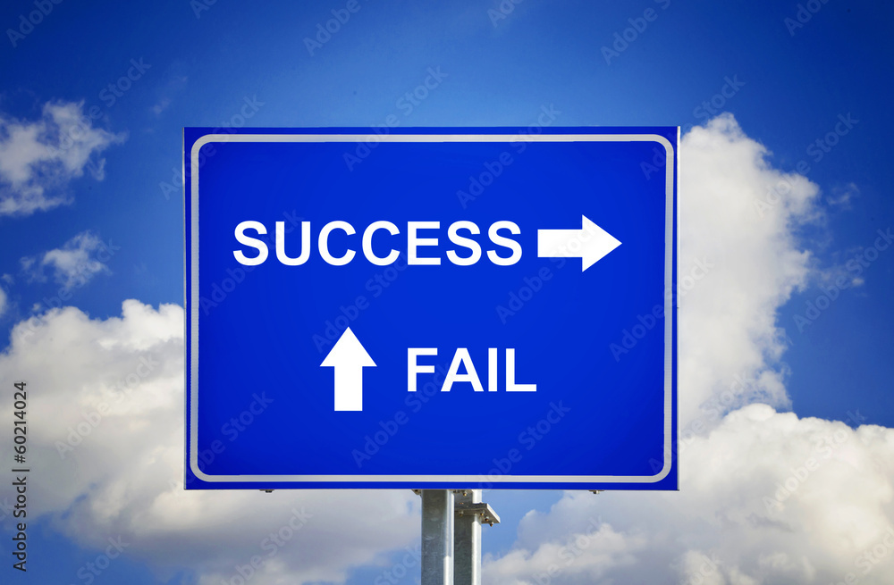 Road sign to success and failure Road sign to success and failure