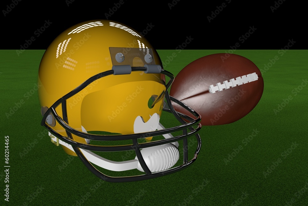 Football and helmet