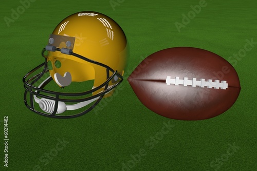Football and helmet
