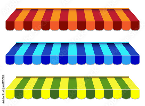 set of striped awnings