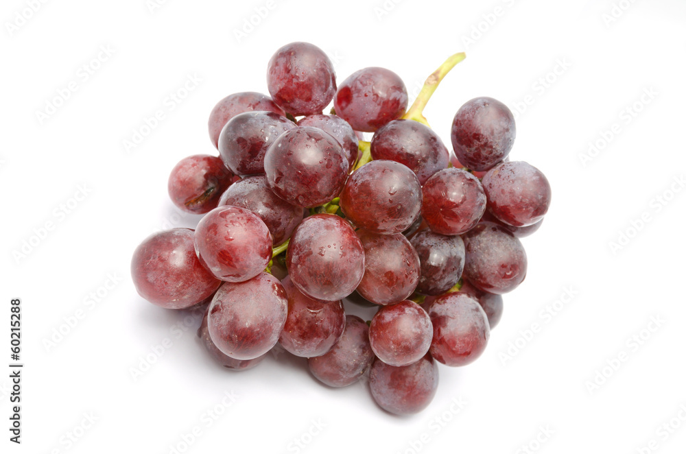 Fresh red grapes isolated on white