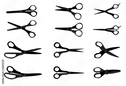 Set of Cutting Scissors. Vector Illustration.