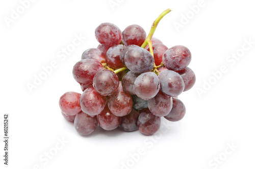 Fresh red grapes isolated on white