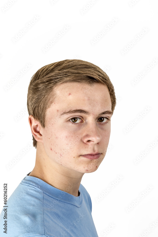 Fototapeta premium cool boy with blue shirt posing in studio