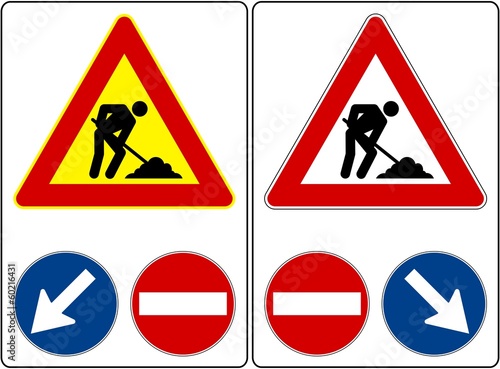 CARTELLO SEGNALE LAVORI DEVIAZIONE OBBLIGATORIA