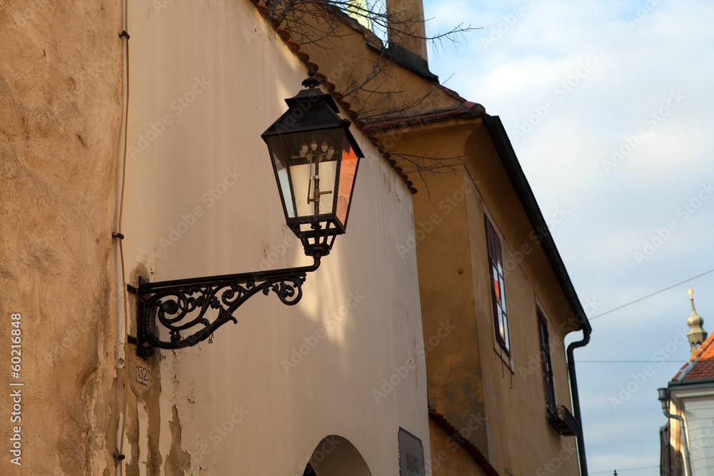 Old gas lamp on the wall in Zagreb, Croatia