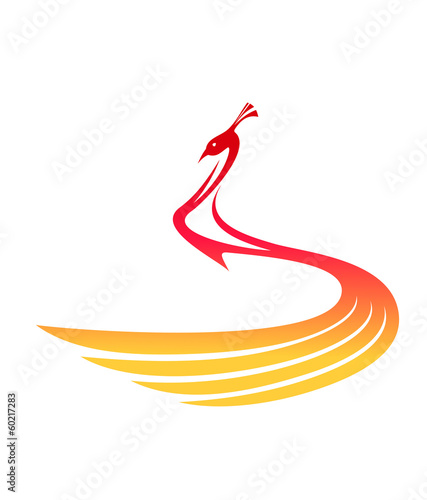Beautiful flowing stylized peacock