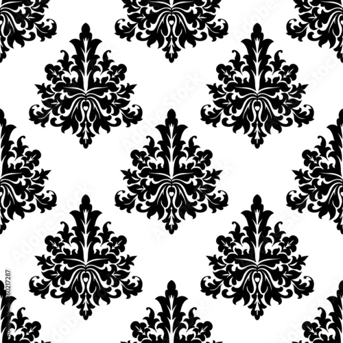 Seamless damask style floral wallpaper