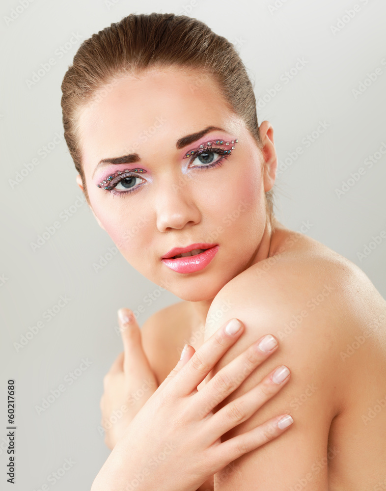 Woman eye with exotic style makeup. Woman eye with exotic style makeup.