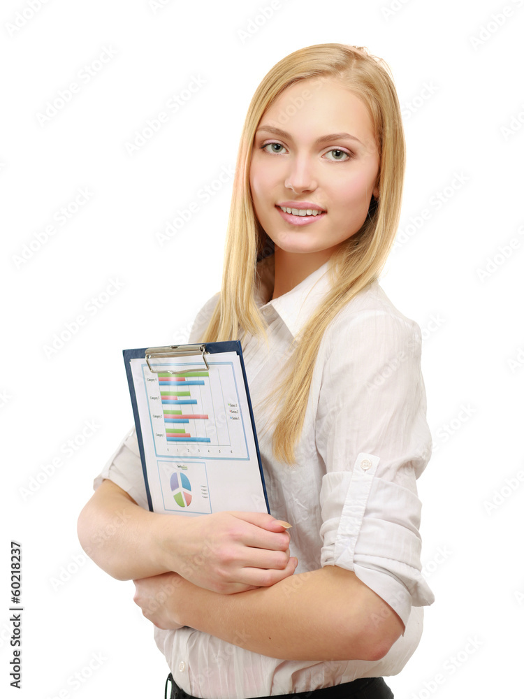 Portrait of the business woman with folder Portrait of the business woman with folder