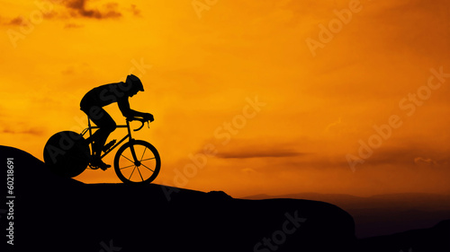 Cycling on mountain hill