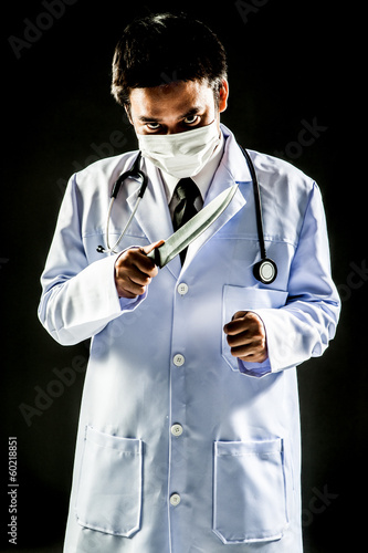 Obraz na plátně Doctor Serial Killer psychosis hold knife