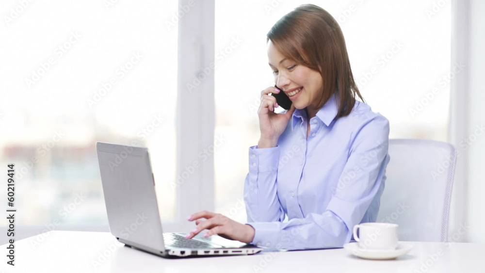 businesswoman with laptop, smartphone and coffee businesswoman with laptop, smartphone and coffee