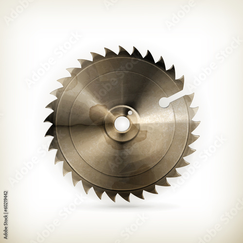 Circular saw blade, old style vector