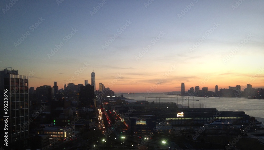 new york city sunset freedom tower downtown manhattan nj nyc