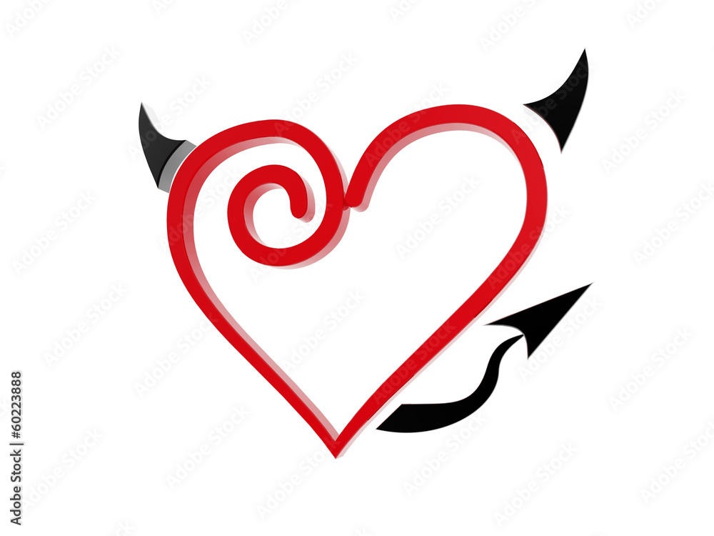 red love heart devil symbol