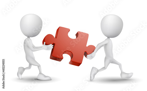 two people carried a puzzle