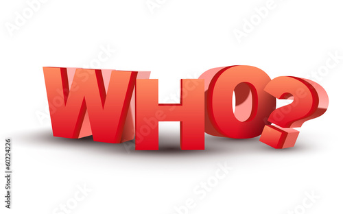 The word Who in red 3D letters
