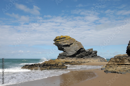 Obraz na płótnie Sandy bay at Llangrannog in Cardigan w salonie