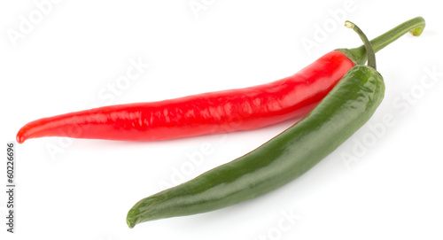 Hot chili peppers isolated on white background