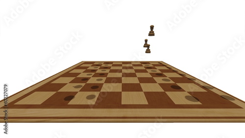 Schachfiguren fallen auf Schachbrett