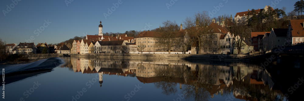 Fototapeta premium Reflection of Landsberg am Lech