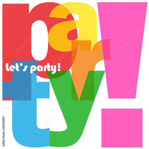 Canvas Print "PARTY" Letter Collage (let's time happy birthday celebration)