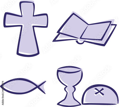 Set of simple Christian symbols.
