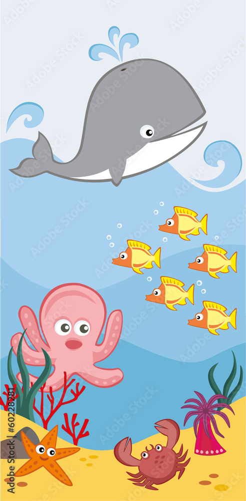 Vector illustration of cute sea animals. Vector illustration of cute sea animals.