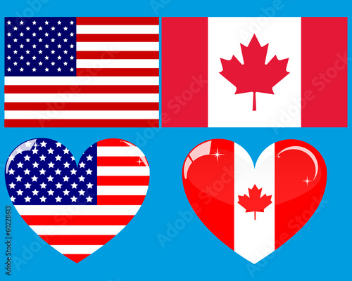 two flags and two hearts
