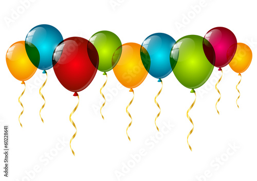 Color balloons on white background