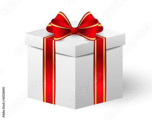 Gift box with red ribbon