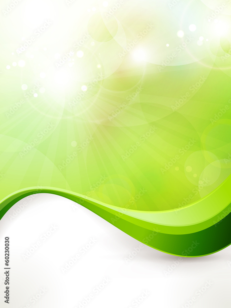 Fototapeta premium Abstract green vector background with wave pattern